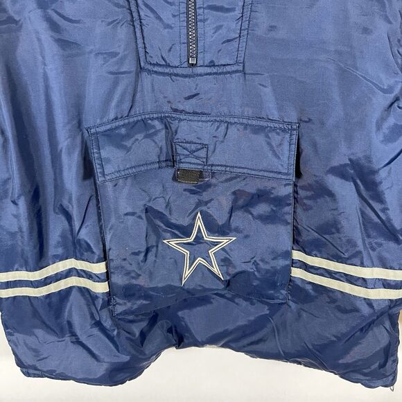 VTG 90s Dallas Cowboys Puma Half Zip Jacket Youth Large Blue Removable Sleeves - Picture 3 of 15